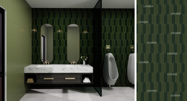 Green-Geometric-Feather-Tile