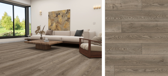 EIR oak wood flooring in grey tone with realistic embossed-in-register wood grain texture