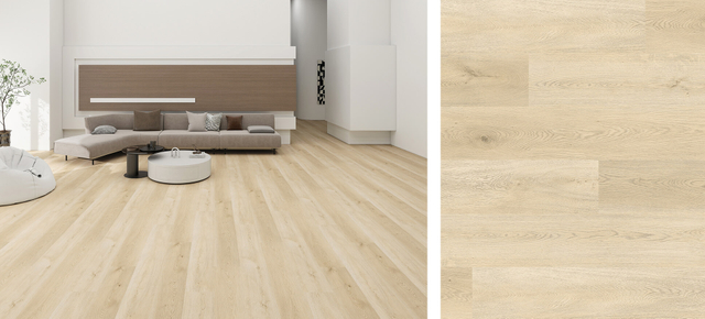 EIR oak wood flooring in natural tone with realistic embossed-in-register wood grain texture