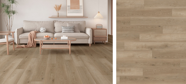 EIR oak wood flooring in natural tone with realistic embossed-in-register wood grain texture