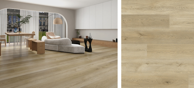 EIR oak wood flooring in natural tone with realistic embossed-in-register wood grain texture