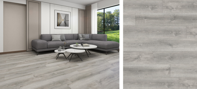 EIR oak wood flooring in grey tone with realistic embossed-in-register wood grain texture