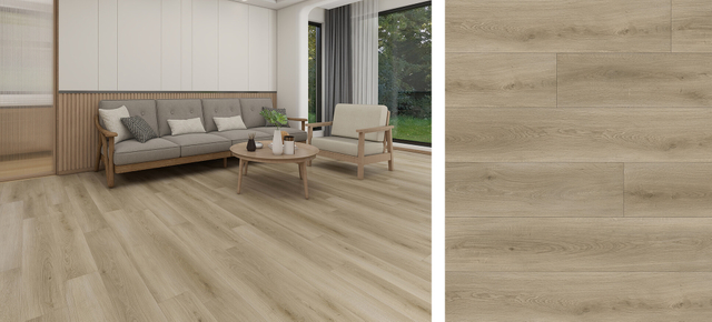 EIR oak wood flooring in natural tone with realistic embossed-in-register wood grain texture