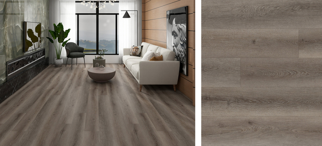 EIR oak wood flooring in grey tone with realistic embossed-in-register wood grain texture