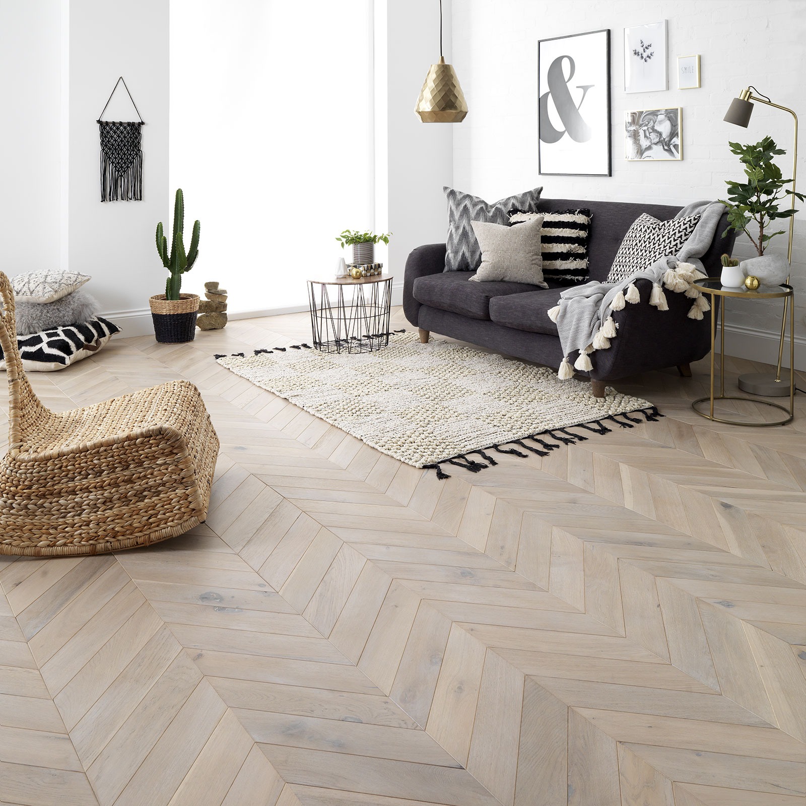 Modern interior design featuring Chevron SPC flooring