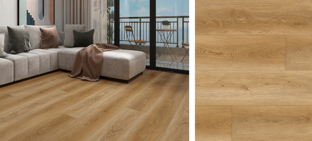 EIR oak wood flooring in natural tone with realistic embossed-in-register wood grain texture