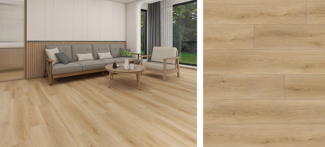 EIR oak wood flooring in natural tone with realistic embossed-in-register wood grain texture