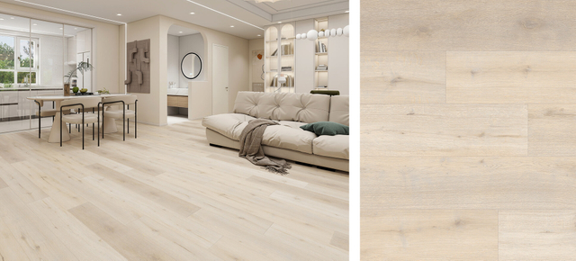 EIR oak wood flooring in natural tone with realistic embossed-in-register wood grain texture