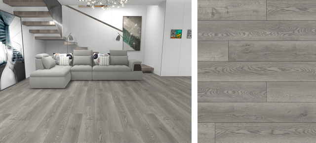 EIR oak wood flooring in grey tone with realistic embossed-in-register wood grain texture