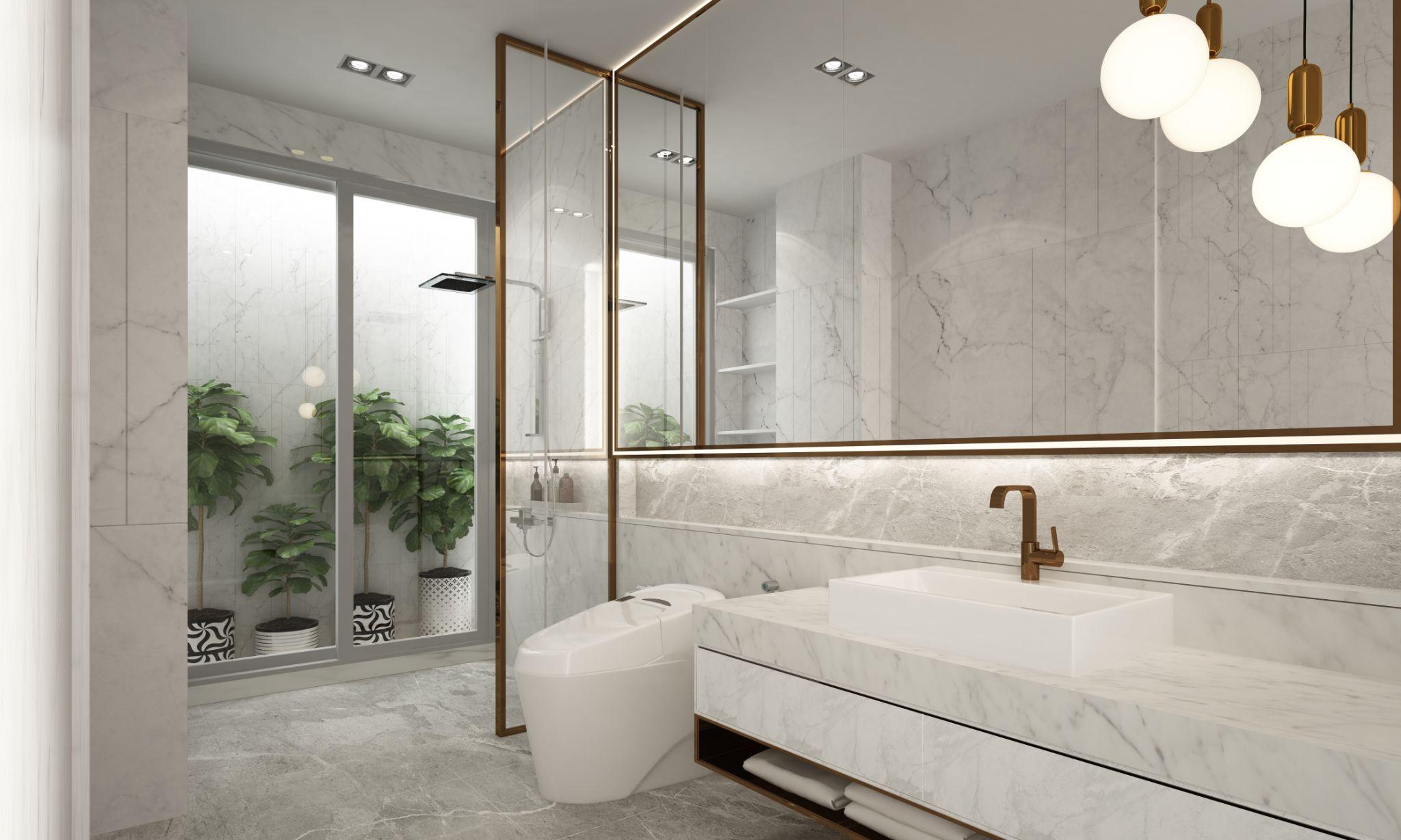waterproof SPC bathroom wall panels hotel shower project.jpg